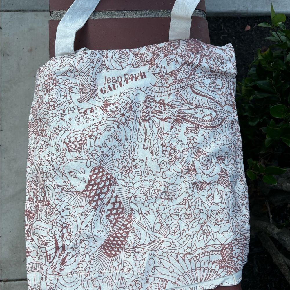 Jean Paul Gaultier White and Red Tote Bag